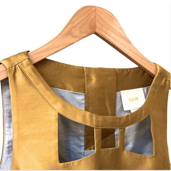 Anthropologie Maeve Dress | Gold Chardonnay Sheen Cut Out Mini | Size 4 | $55 - Picture 3 of 8